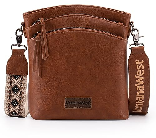 Montana West Crossbody Bags for Women Vegan Leather Western Cross Body Bag Handbag Shoulder Purse with Detachable Guitar Strap MWC-185DBR
