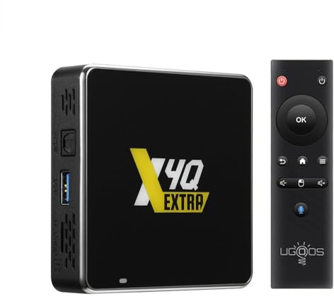 UGOOS Android TV-Box, X4Q Extra Android 11.0 Amlogic S905X4-J LPDDR4 4 GB RAM 128 GB ROM 2.4G/5G Dual WiFi BT5.1 USB 3.0 ETHERNET 1000M Stöd AV1 H.265 4K TV-Set