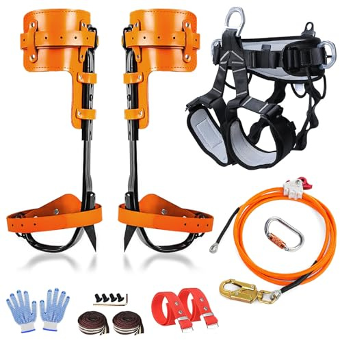 Clakioom Tree Climbing Gear，Tree Climbing Spikes, Tree Climbing Gear with Adjustable Climbing Straps and Steel Core Flip Line, Rock Climbing Kit with Triple Lock Lanyard Adjuster