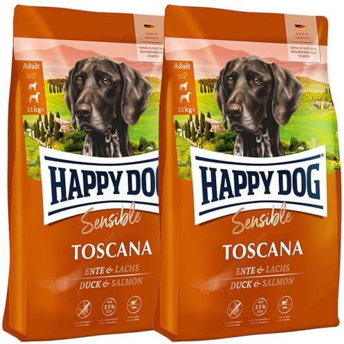 Happy Dog Sensible Toscana - M - Trockenfutter, Hundefutter - Geschmacksrichtung Ente & Lachs - 2x12,5kg