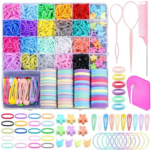 1650 Stück Haargummis Klein Farben Mini Haargummis Haargummi Dünne Elastisch Haar Band mit Kamm für Mädchen Dame