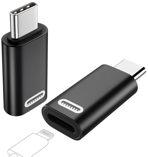 TiMOVO 2 Pezzi Adattatore da Lightning Femmina a USB C Maschio, con Caricatore PD Veloce da 35W e Trasferimento Dati per iPhone 15/16/Pro/Pro Max/Plus, iPad PRO/Air Adattatore USB-C, Nero
