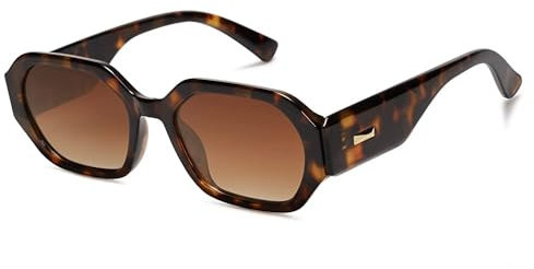 SOJOS Rechteckig Trendy Polarisierte Sonnenbrille für Frau Groß Retro Sechseckige 90er Jahre Schattierungen Sonnenbrille SJ2232