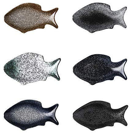 Ciotola per insalata in ceramica con posate, 6 pezzi, interessanti piatti per salse a forma di pesce, piatto per immersione in ceramica per aceto di soia, piattino per condimenti, ciotole per immersio