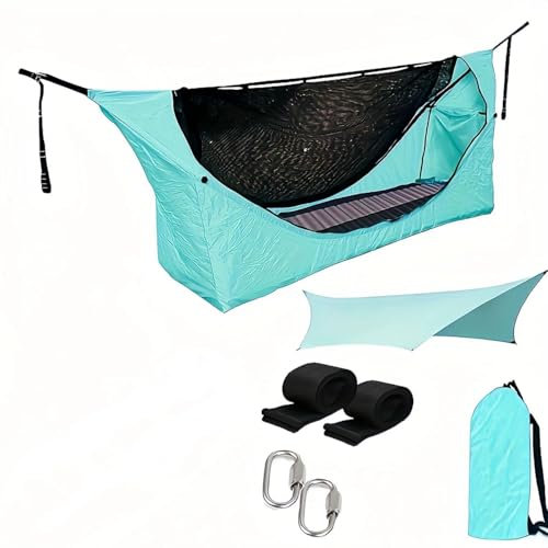 TFixol Hamac de camping simple avec moustiquaire léger et portable pour lit de bébé, balançoire pour la maison, le camping, la randonnée, les voyages, le jardin, la randonnée – Hamac à moustiques bleu