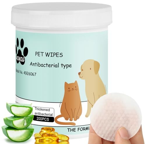 Aomig Lingettes Nettoyantes Yeux pour Animaux, 200Pcs Compresses de Soin Oculaire pour Chiens, Lingettes Douces pour Enlever Les Taches de Larmes Chien Chat, Lingettes Oculaires Pré-Saturées