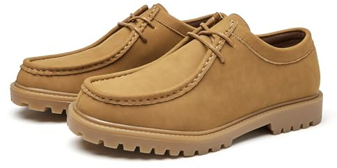 Allthemen Oxford skosnören för män brogue Derby business formella skor låg skärning mellanklack, Khaki, 39.5 EU