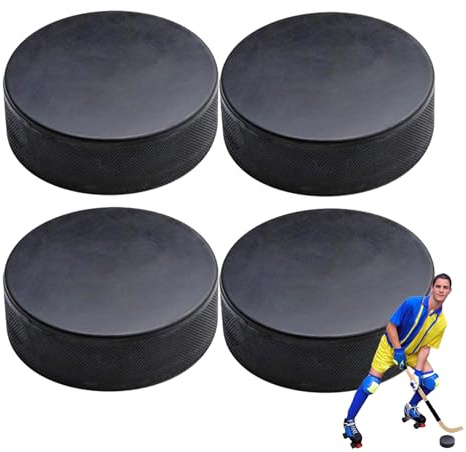 GkgWuxf hockeypuck, 4 x hockeypuckar officiell regleringsstorlek, inomhus sportmaterial tjocklek 2,5 cm diameter 7,6 cm träningsutrustning för inomhus