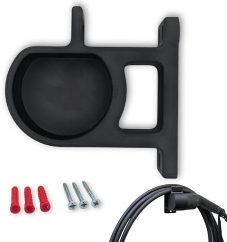3disto Wandhalterung Typ 2 Ladekabel seitlich | EV Steckerhalter mit Kabelhalter | Made in Germany | wetterfest | passend für alle Typ 2 Stecker nach DIN EN 62196-1 (rechts offen)