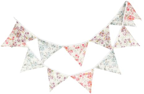 PENIKOKO Banderines de Algodón con Diseño Floral Vintage Banderolas Triangulares Decorativas para Fiestas y Cumpleaños para Bodas