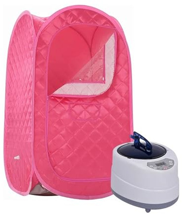 Bärbar Bastu For Hela Kroppen Bärbar Ångbastu Hopfällbar Med 2L 1000 Watt Steamer Home Spa(Rose Red Set)