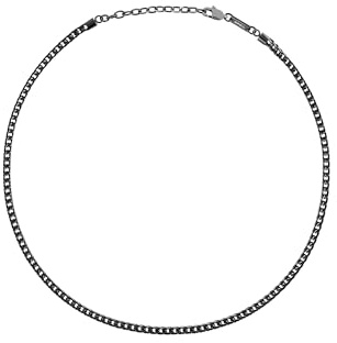 Breil, Collezione Ted Ext, Collana Uomo in Acciaio Lucido Bicolor Nero e Silver, con Catena Intrecciata, Chiusura Regolabile, Lunghezza fino a 52 cm, Idea Regalo Uomo