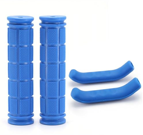 Bicycle Handlebar Grips, Kids Bike Grips Cover Non-Slip Rubber Mushroom Handle Bar Grips for Bicycles, Durable Cycling Brake Parts for MTB BMX Road Scooter Cruiser (Blue)
