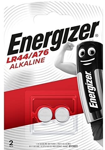 Energizer LR44 Batterie (2 Stück) - A76 Alkali Knopfzellen 1,5V - Quecksilberfreie - 3 Jahre lagerfähig