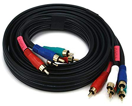 Monoprice - 100320 22AWG 5-RCA Component Video/Audio Coaxial Cable, 6ft Black
