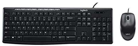 Logitech MK200 Media Combo Wired Keyboard and Mouse, Full-Size Keyboard with Easy-Access Media Controls, High-Definition Optical Mouse, Plug and Play USB Connection – Black