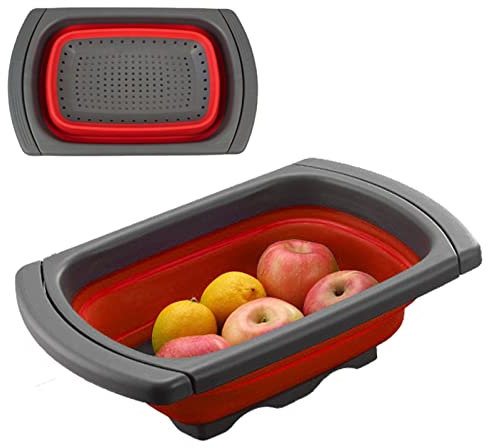 Panier de vidange rétractable - Passoire Pliable pour Fruits,Passoires et passoires à légumes au-Dessus de l'évier avec poignées Extensibles, passoire Pliante pour la Cuisine, Les