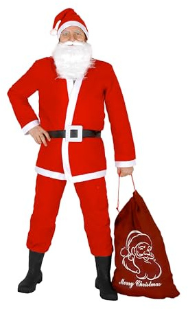 Ciao 25010 Costume Père Noël avec Sac en jute, rouge/blanc, Homme (taille unique) Unica rouge/blanc