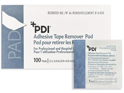 PDI Healthcare B16400 Adhesive Tape Remover Pad, 1.2 Width, 2.6 Length, Pack of 100
