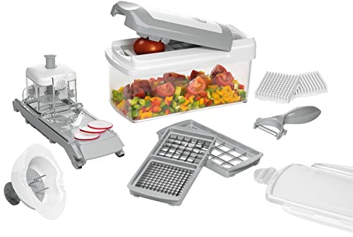 Genius Multischneider-Set Allesschneider | Weiß-Grau | 14-teilig | 2,5 l Fassungsvermögen