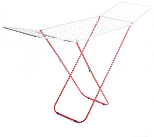 rg-vertrieb Flügelwäschetrockner Rot: Stabile Stahl-Konstruktion, 18m Trockenlänge, für zu Hause, Balkon & Freien, 184cm x 50cm x 102cm (LxBxH), 102cm x 50cm x 4cm (HxBxS) geschlossen