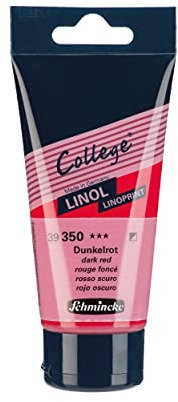 Schmincke - College Linol, Künstler-Linoldruck-Farben, Dunkelrot in 75 ml-Tube, 39350013, geruchsarme Linoldruckfarbe auf Wasserbasis, lichtecht, gleichmäßiger Druck