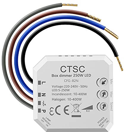 CTSC Phasenabschnittsdimmer - 220V LED Dimmer - Dimmer für LED - Silent, Dimmer geeignet für dimmbare LEDs, Halogenglühlampe (B2N)