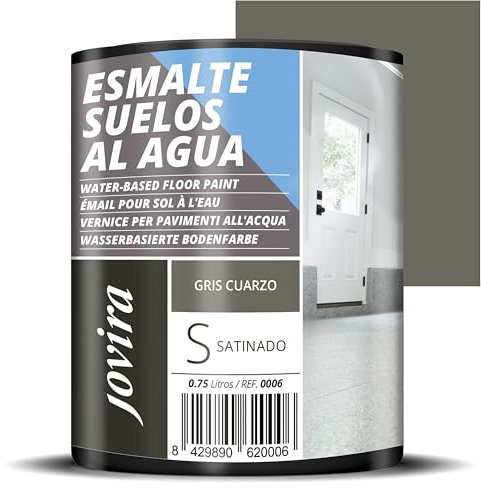 JOVIRA PINTURAS Esmalte Suelos al Agua. Especial para suelos de garajes, almacenes, gimnasios, lavanderías, parques infantiles, pistas deportivas, etc. (750 Mililitros, Gris Cuarzo) C-15
