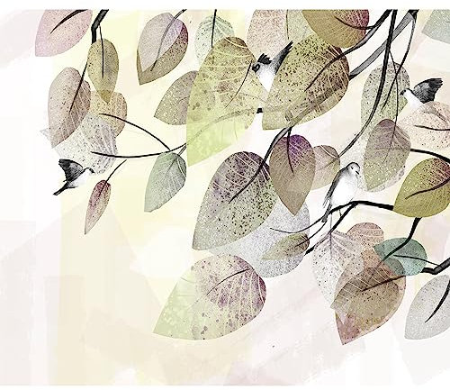 murando - Vlies Fototapete Vogel am Ast 350x256cm - Foto Tapete Schlafzimmer Wohnzimmer Moderne Vliestapete XXL Wandtapete Motivtapeten 3d Effekt Wand Dekoration - Baum Ast Blätter Natur b-A-0908-a-c