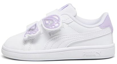 PUMA Mädchen Smash 3.0 Bfly V Inf Turnschuhe, White Vivid Violet Silver Purple Metallic, 24 EU