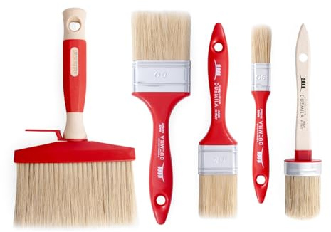 PENNELLIFICIO 2000 | Set di 5 Pennelli per Pittura, Fai da Te, Pennellese, Plafone, Pennello Ovalino, Kit per Verniciatura, Per Usi Generici e Piccoli Lavori - Made in Italy