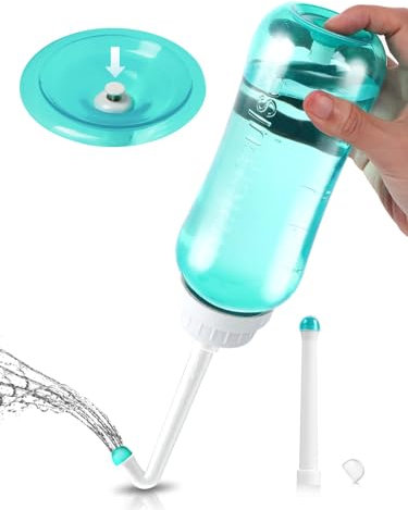 Portable Bidet BPA-Free – Travel Bidet 500ml with Cap, Perineal Bottle with 2 Nozzle for New Mums, Handheld Bidet Replaces Wet Wipes for Home, Outdoor, Traveling