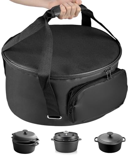 SIRUITON Dutch Oven Bag,Suit for 14 Inch Dutch Oven, Carry Bag with Extra Inner Crossed Straps & Pockets