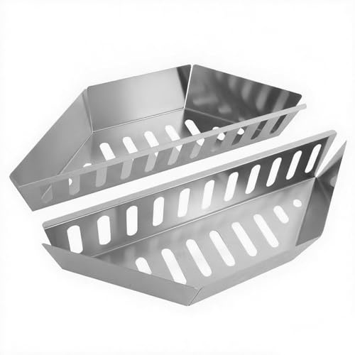 Luoieo Charcoal Basket, Stainless Steel Char Holder,Compatible with Weber Grilling Accessories Charcoal Container Contoured Carbon Briquet Grilling Baskets For Briquette Wood Chip(2 Pieces)