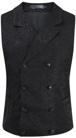 SRZYMJ Herren Anzugweste Herringbone Weste Hochzeit Herrenweste Formale Tweed Wollweste Classic Basic Westen für Herren Schwarz Herren Karierte Weste Anglerweste Anzug Hemd Hausanzug Herren