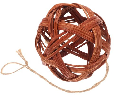 EXHUMKY Rabbit Chew Toy Edible Woven Grass Ball with Willow Stick Natural Bunny Treat for Small Animals Gerbils Guinea Pigs and Hamsters Teeth Grinding