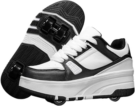 Surwin Mode Simple Roller Adolescents/Enfant, Chaussures Enfant avec roulettes, Chaussures à roulettes Retractable Détachable, Chaussure Roller Fille/Garçon, Basket Roller 29-40 EU