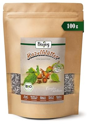 Biojoy Té de Hojas de Avellano Orgánicas (100 g), Hojas de Avellano secas y cortadas (Corylus Avellana)