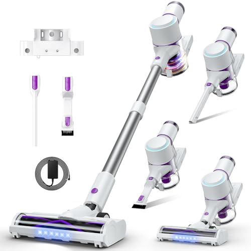 Mixwise Cordless Vacuum Cleaner, 45KPA 6-in-1 Stick Vacuum with Wall Mount & Touch Screen, Up to 60Mins Runtime,Anti Hair Wrap Lightweight Vacuums with Pet Tool & Crevice Tool, for Carpet & Hard Floor