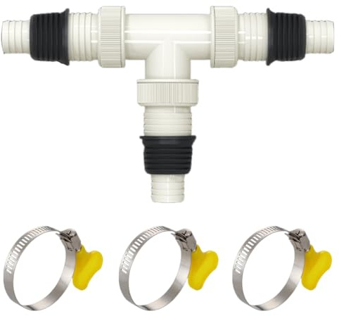 GXGM 1 Pieza Adaptador de Drenaje para Lavadora, Adaptador T para Conexión de Triple Rosca con 3 Anillos de Retención, Conexión de Rosca de 20-31mm, Adaptador de Plástico（A）