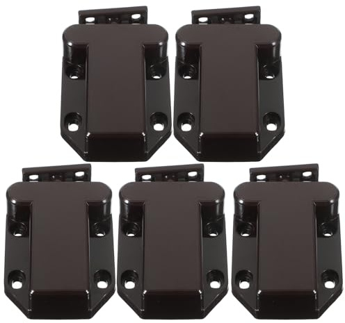 MUCKLILY Lot de 5 Loquets de Porte à Ouverture par Pression Verrou Caché en Plastique Café Marron Loquets Réutilisables pour Armoires et Meubles sans Poignée Système de Sécurité pour