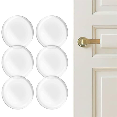 Clear Door Stopper Wall Protector Pads 6 Pack – Self Adhesive Silicone Shock Absorbing Bumpers for Doors,Cabinets, Furniture Handle Impact Protection (Clear)