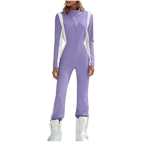Combinaison Ski Femme pour L'extérieur Combi Skis Ensemble Thermique Imperméable Coupe-Vent Veste De Skis Hiver Chaude Vetement