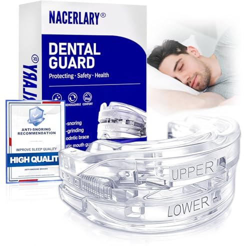 Anti Snoring Mouth Guard, Stop Snoring Devices for Adults, Reusable Dental Night Guard for Teeth Grinding & Clenching, Adjustable Bite Mandibular Advancement Device with Travel Case for Men Women