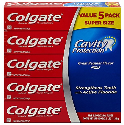 Colgate Cavity Protection Regular Flavour Flouride Toothpaste 240ml Tube (Pack of 5)