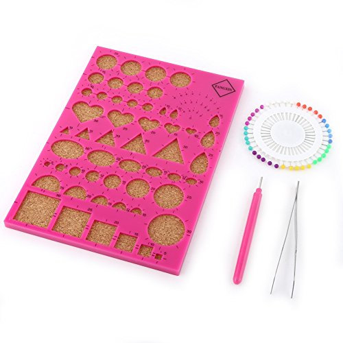 Paper Quilling DIY Craft Kit Template Board + Tweezers + Pins + Slit Pen Quilling Tool Set Pink