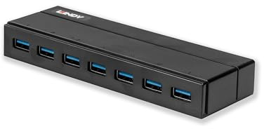 Lindy 43228 3.1 u. Ladefunktion 7 Port 3.2 Gen 1-Hub (USB 3.0) Schwarz
