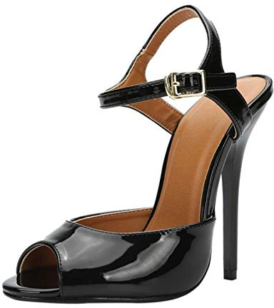 MAIERNISI JESSI Unisex Men's Women's Stiletto High Heel For Women, Ankle Strap Peep Toe Slingback Sandals Black EU47 - US 14.5 Women/13 Men