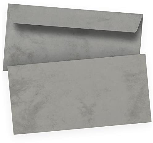 100 x Briefumschläge Marmor Grau Altes Papier Vintage - DIN lang - haftklebend ohne Fenster