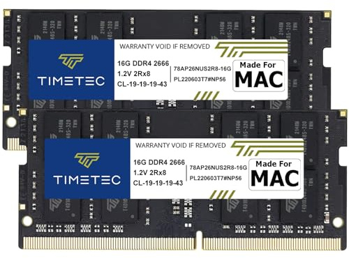 Timetec 32GB KIT(2x16GB) Compatible for Apple DDR4 2666MHz / 2667MHz for Mid 2020 iMac (20,1/20,2) / Mid 2019 iMac (19,1) 27-inch w/Retina 5K, Late 2018 Mac Mini (8,1) PC4-21333 /PC4-21300 MAC RAM